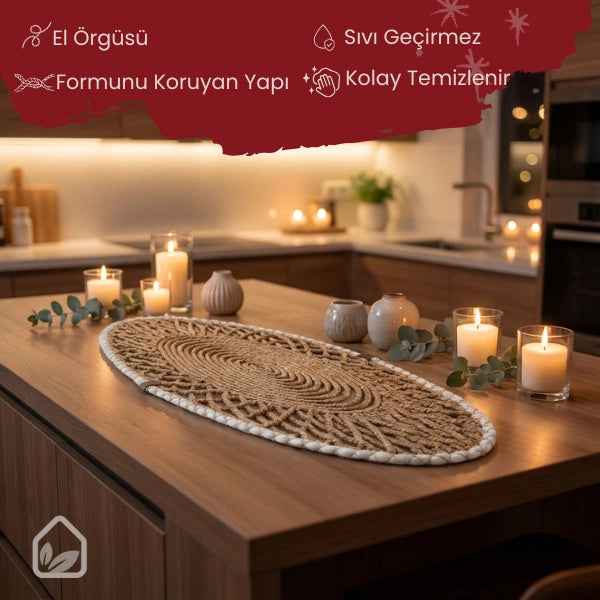 Positano Oval Örgü Runner |  87x34 cm